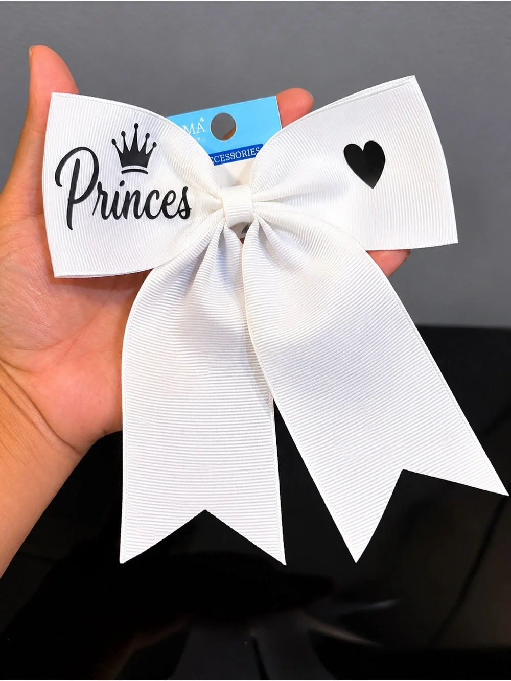 Customizable Ribbon Bow Hair Clip - Navy, White, Hot Pink